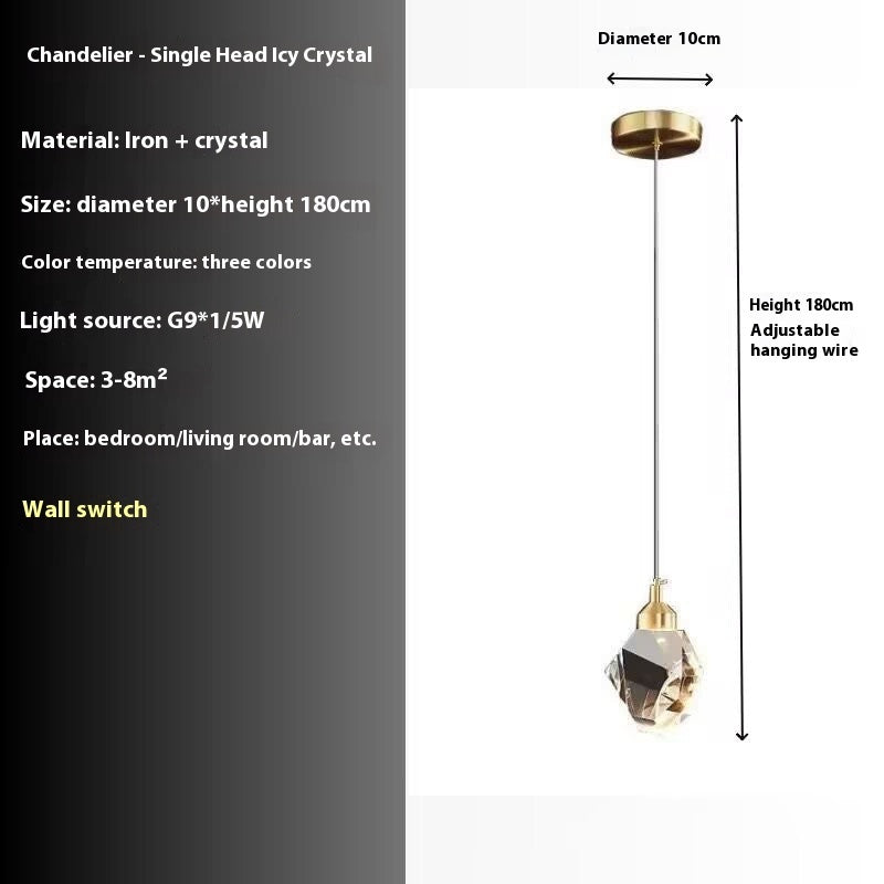 Copper Crystal 3-Head Modern Pendant Light
