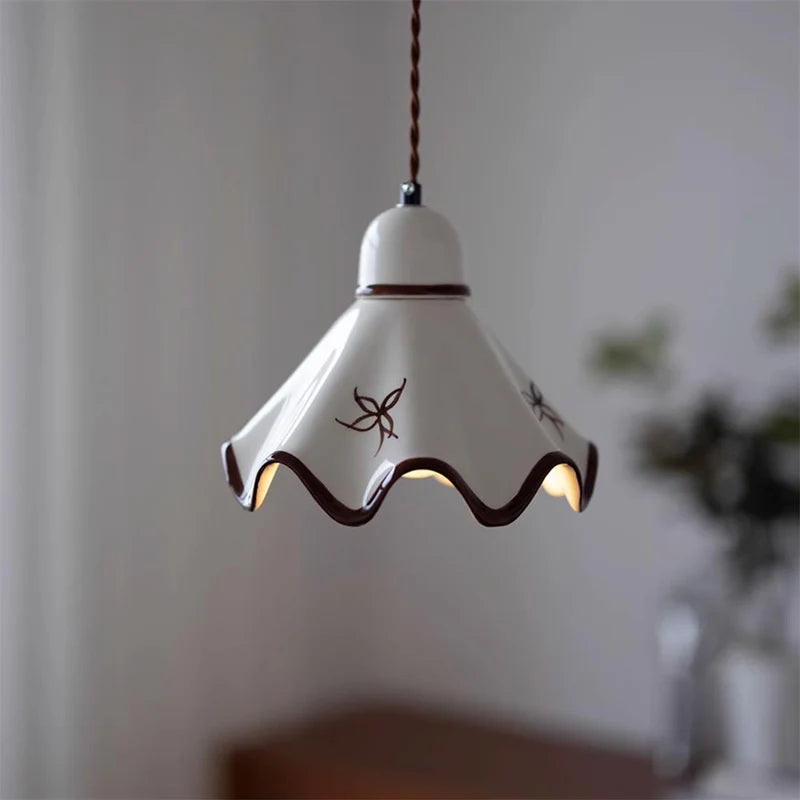 Nordic Brass Ceramic Pendant Bedside Light