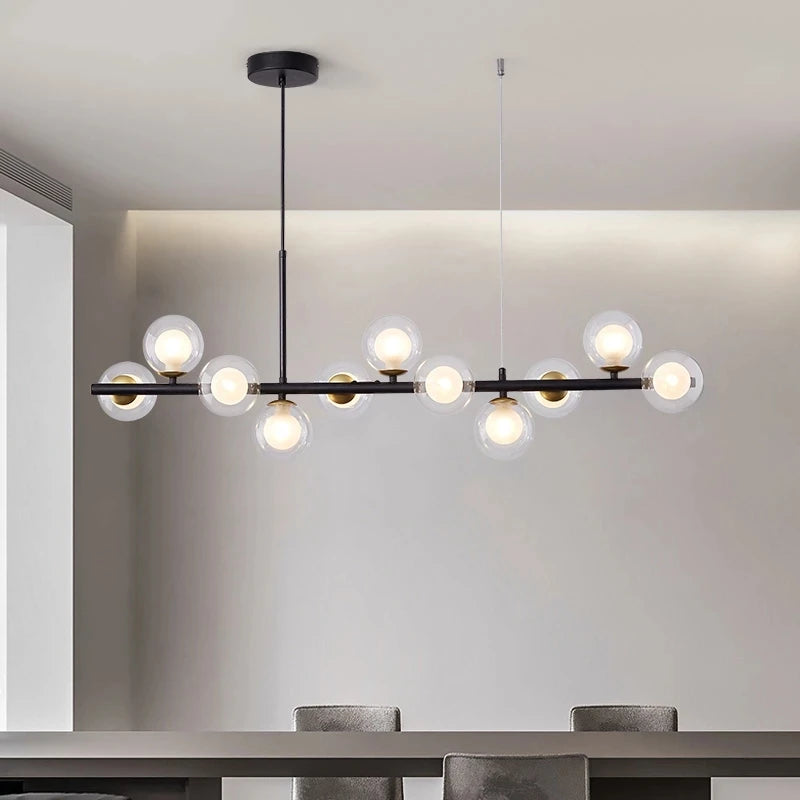 Lámpara colgante LED moderna nórdica de oro, bola de cristal, 11 cabezas, para cocina, sala de estar, comedor, diseño de luminaria de suspensión