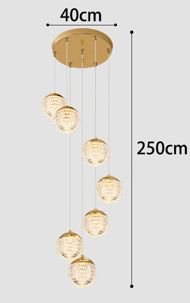 Modern Crystal Glass Pendant Light for Staircase