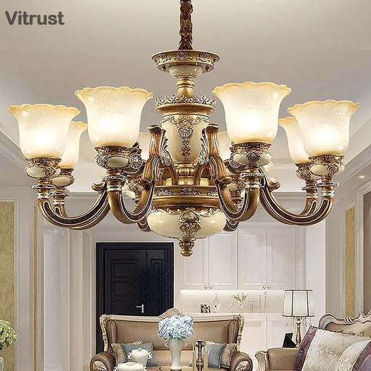 European Classic Resin Multi-Head Pendant Chandelier