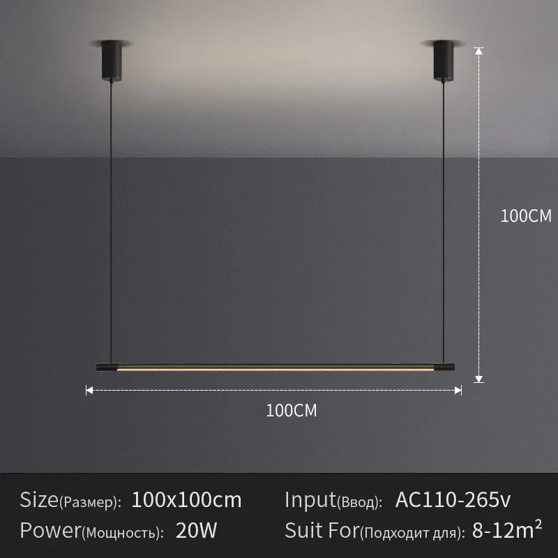 Minimalist Iron Linear Pendant Light for Dining