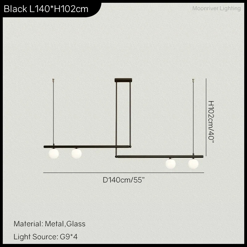 Nordic Minimalist Brass Pendant Light Linear Multi-Head