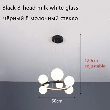 Moderna lámpara de araña LED de bola de cristal con anillo, estilo nórdico, para sala de estar, comedor, cocina, estudio, brillo, diseño de hogar, lámparas de decoración interior