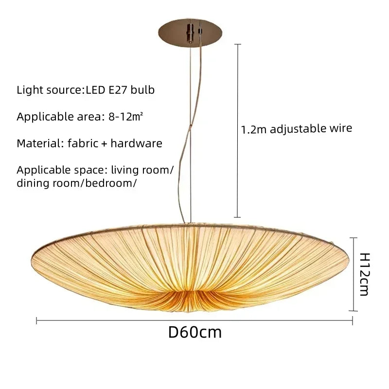 Nordic Textile Pendant Light - Wabi Sabi Design Hanging Lamp
