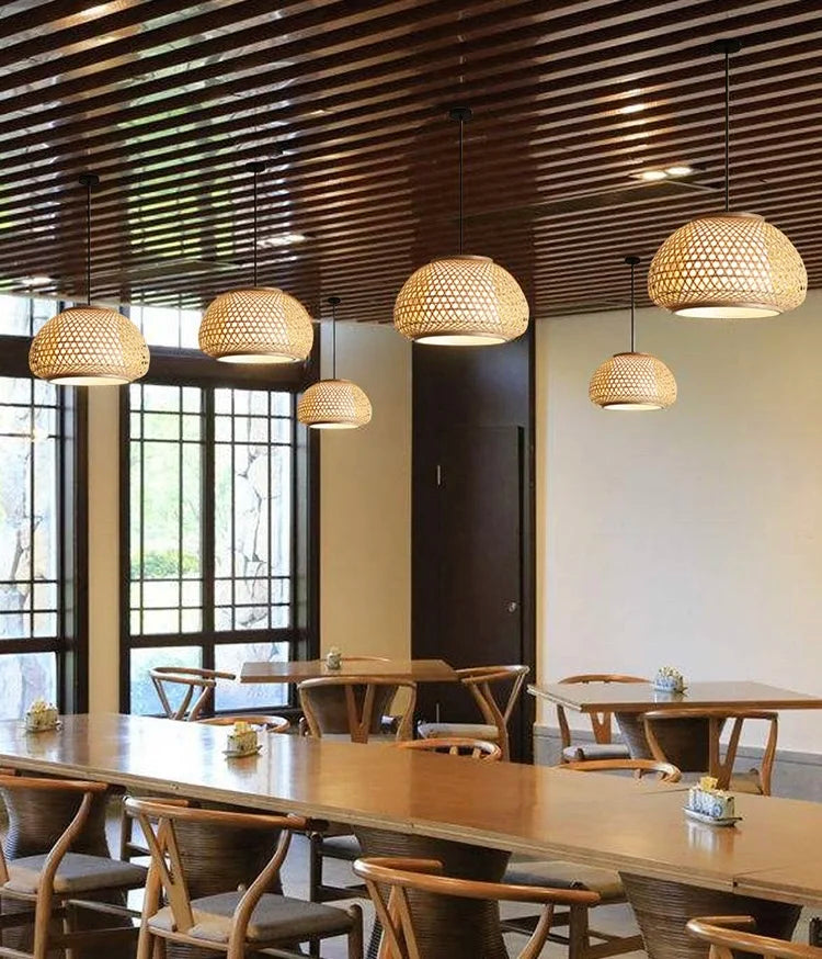 Bohemian Rattan Pendant Light Woven Hanging Lamp