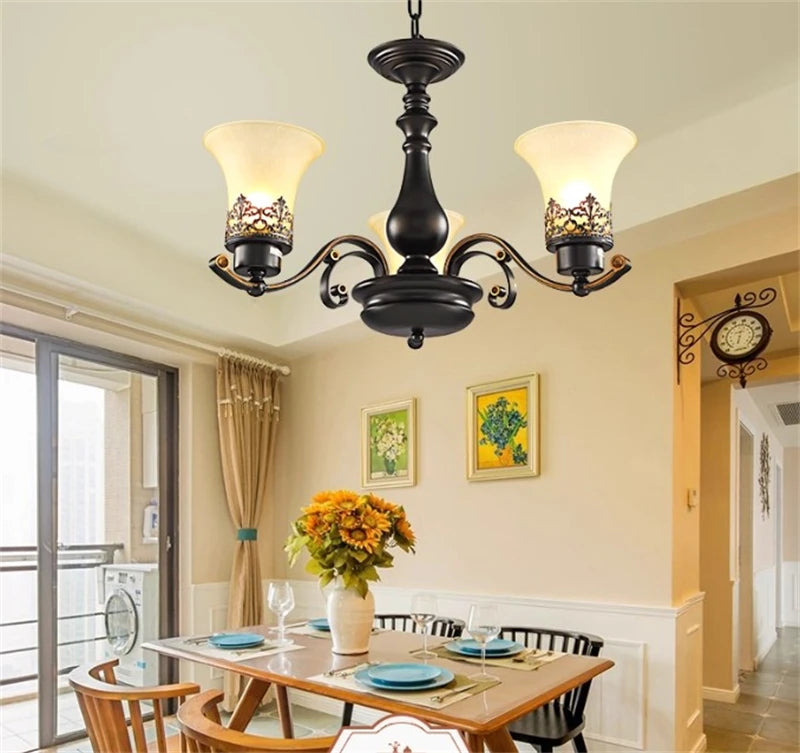 Lámpara colgante de loft vintage, bombilla led, lámpara de hierro forjado, cubierta de vidrio, accesorio de iluminación, lámparas colgantes para mesa de comedor