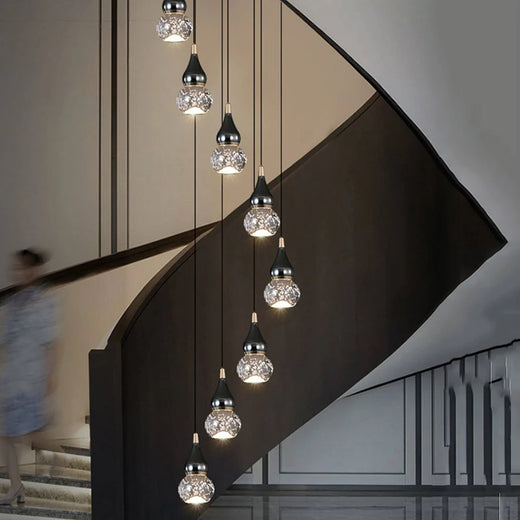 Crystal Glass Pendant Light for Staircase & Entryway