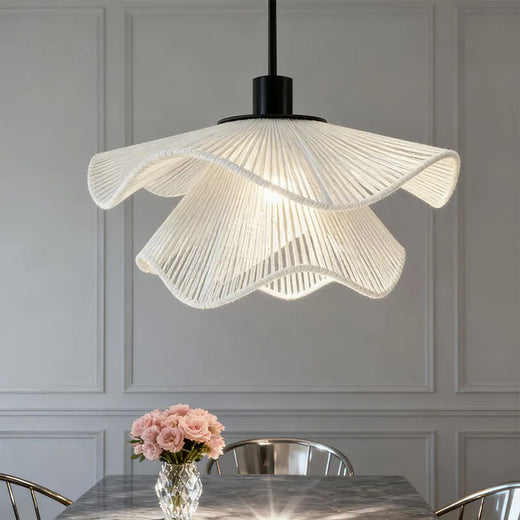 Bohemian Rattan Pendant Light - Flower Design