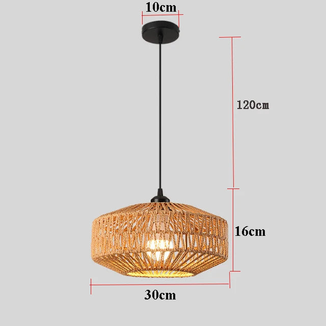 Bohemian Rattan Pendant Light Handwoven for Dining Room