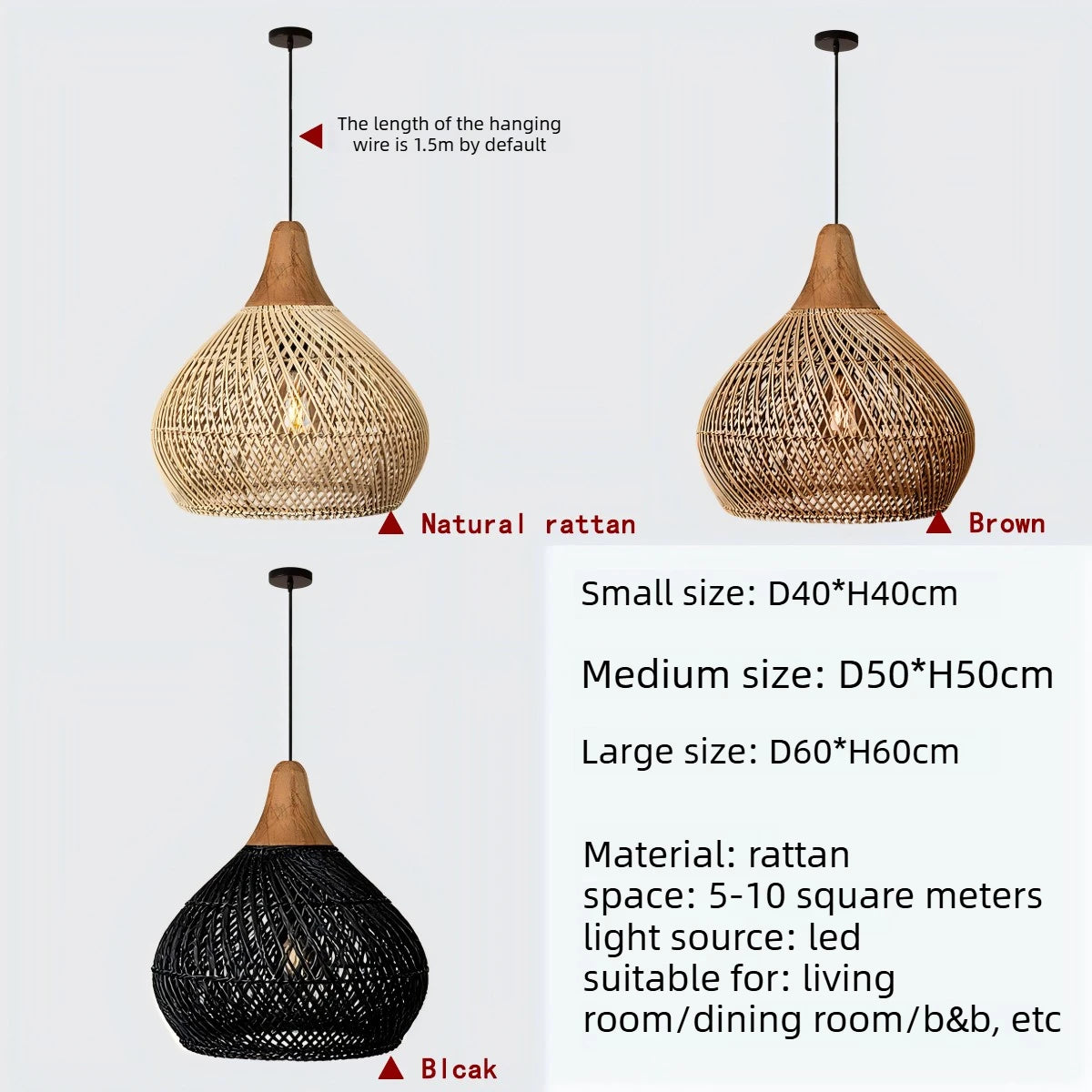 Bohemian Rattan Pendant Light for Dining Room