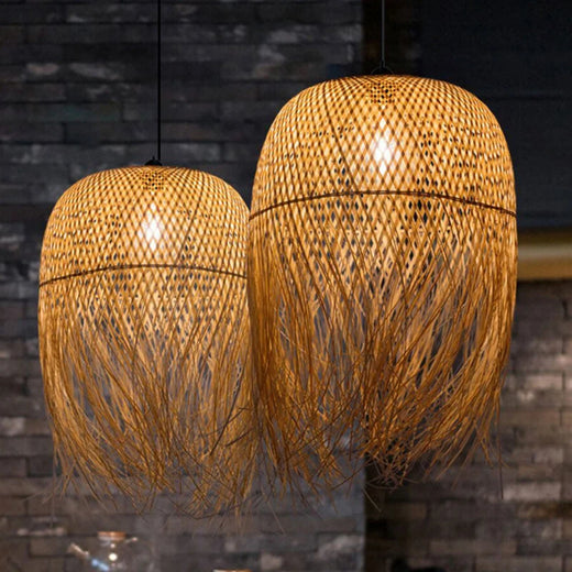 Retro Rattan Pendant Light for Kitchen & Dining