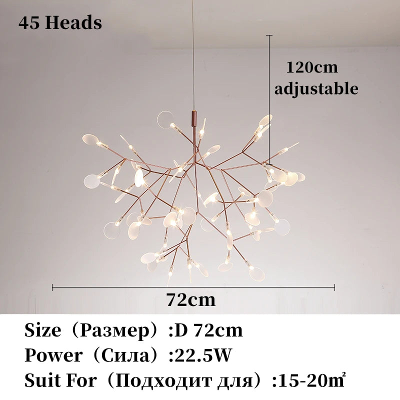 Lámpara nórdica de techo de lujo moderna para sala de estar o cocina, con forma de luciérnaga, LED, colgante, de interior, creativa, para habitación infantil, con anillos de luz