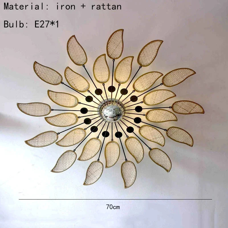Araña de techo LED moderna y creativa con forma de pétalo de ratán, lámpara colgante de sauce, para sala de estar, dormitorio, té, decoración de iluminación interior