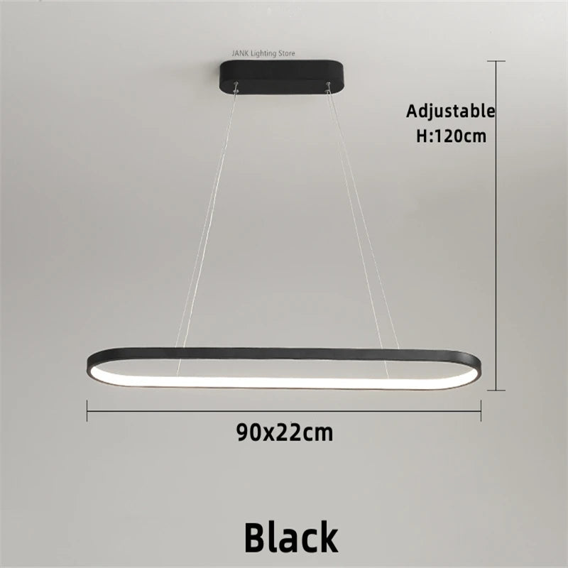 Minimalist LED Pendant Light Oval Strip Design