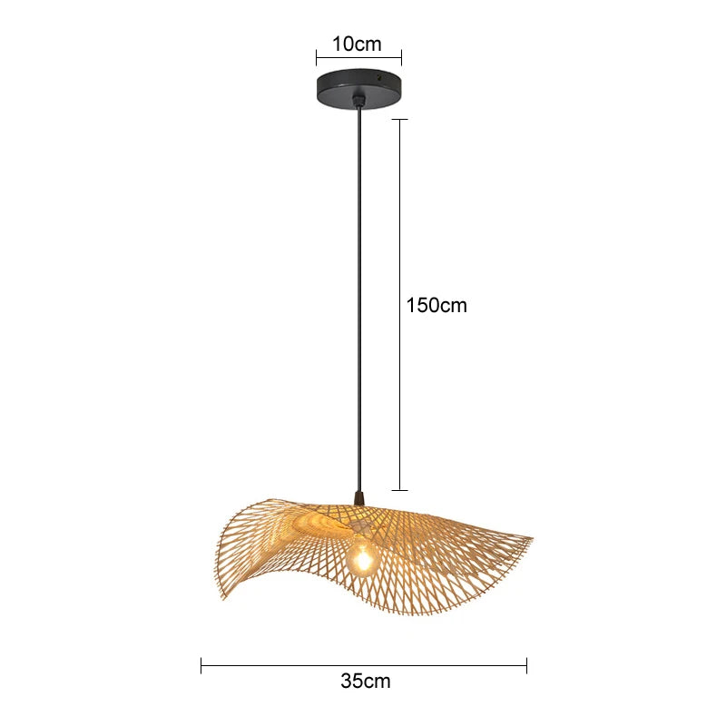 Lámpara colgante de bambú tejida, estilo chino nuevo, casa de té, alojamiento rural, ratán, platillo volador japonés decorativo