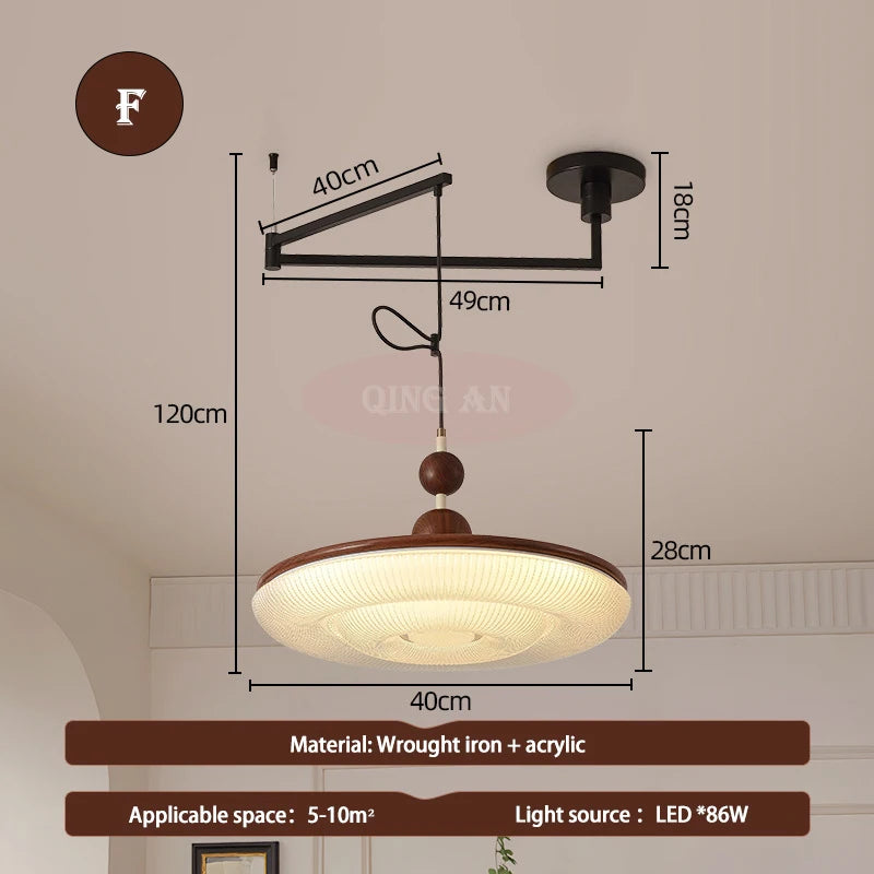 Retro Iron Pendant Light with Copper Shade
