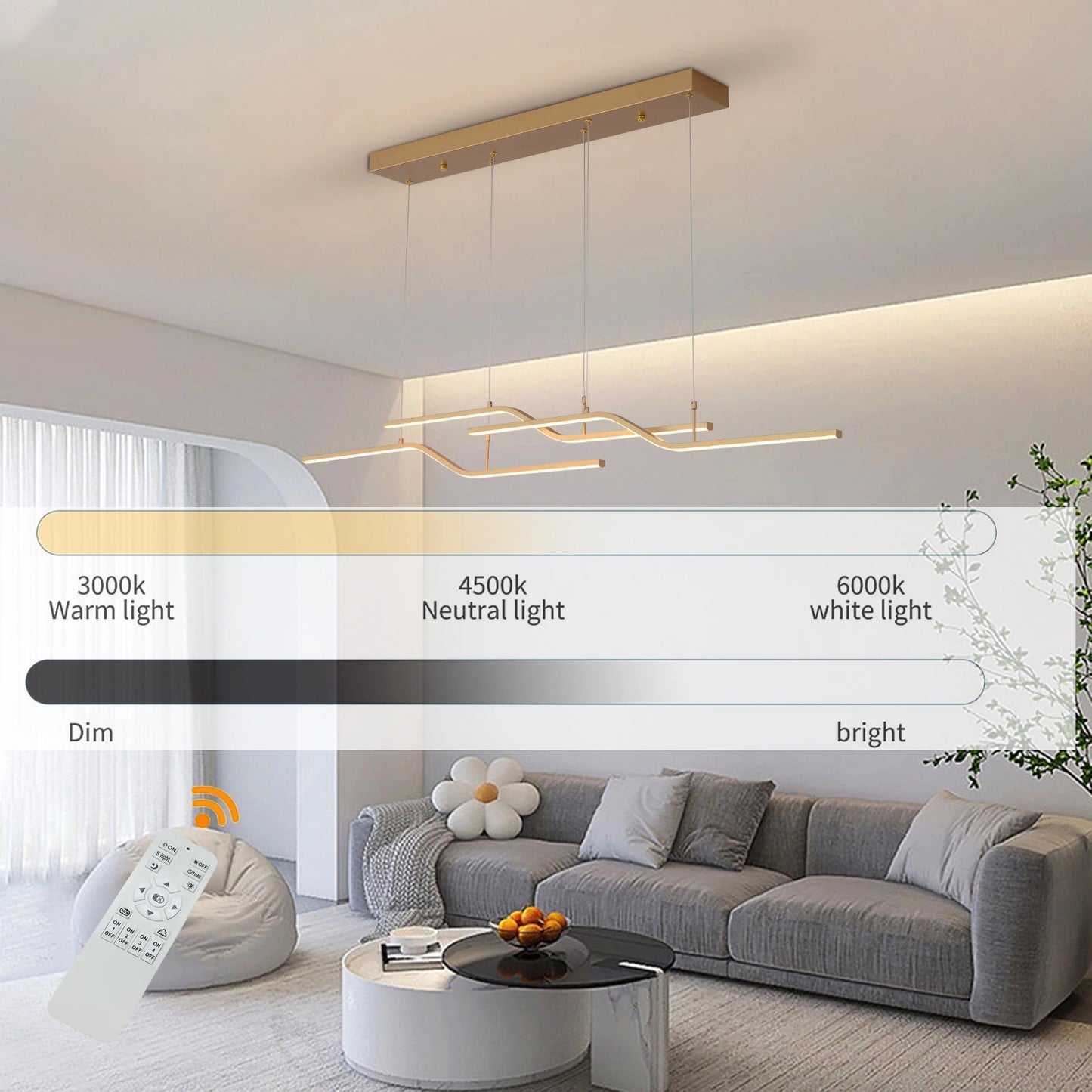 Minimalist Gold Linear Pendant Light for Dining
