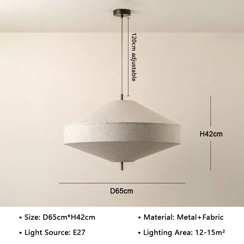 Minimalist Fabric Pendant Light with Iron Frame