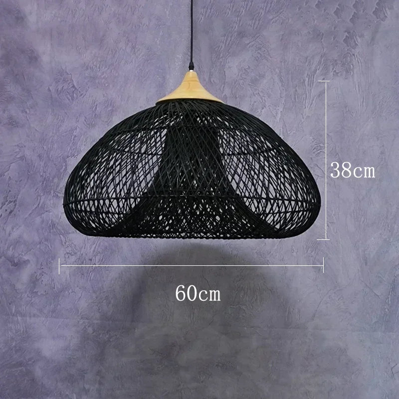 Lámparas colgantes BUHAY HARP, lámpara de ratán hecha a mano vintage, estilo japonés wabi sabi, iluminación para isla de cocina, loft, comedor