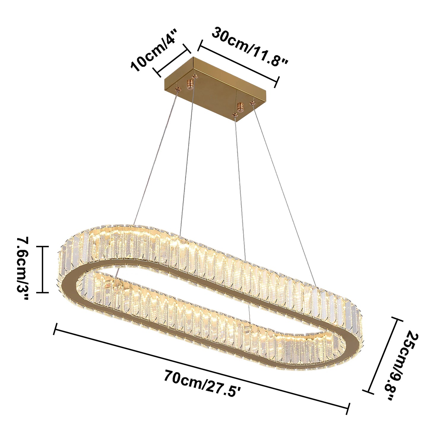 Modern Crystal Oval LED Chandelier Ceiling Lamp