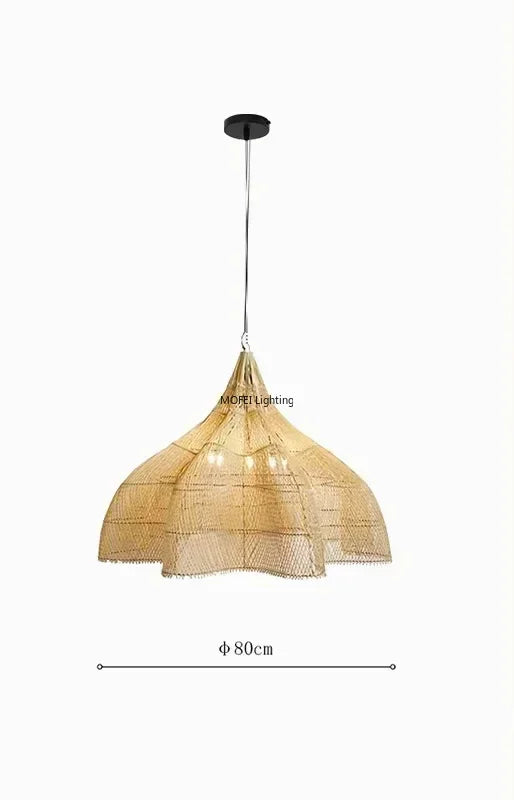 Retro Rattan Pendant Light - Wabi-Sabi Design