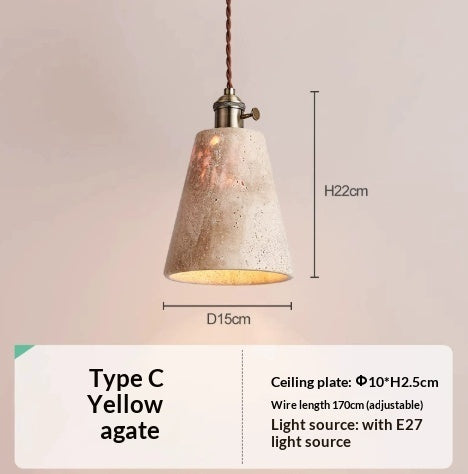 Lámpara colgante de piedra de cueva amarilla de estilo crema moderno