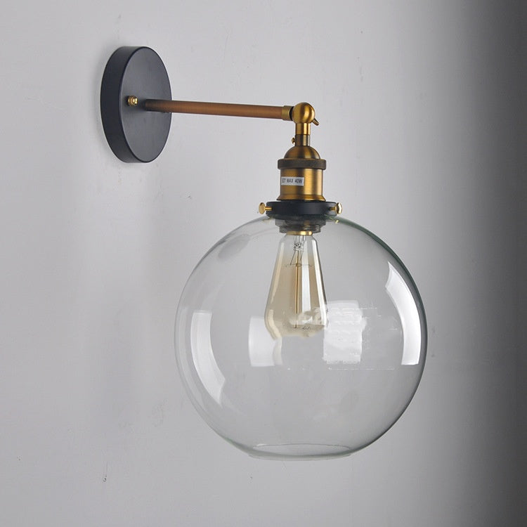 Lámpara de pared de cristal esférica redonda para decoración de restaurante y cafetería retro