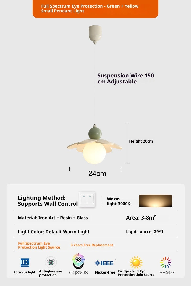Candelabro de cabecera estilo crema, lámpara colgante moderna minimalista