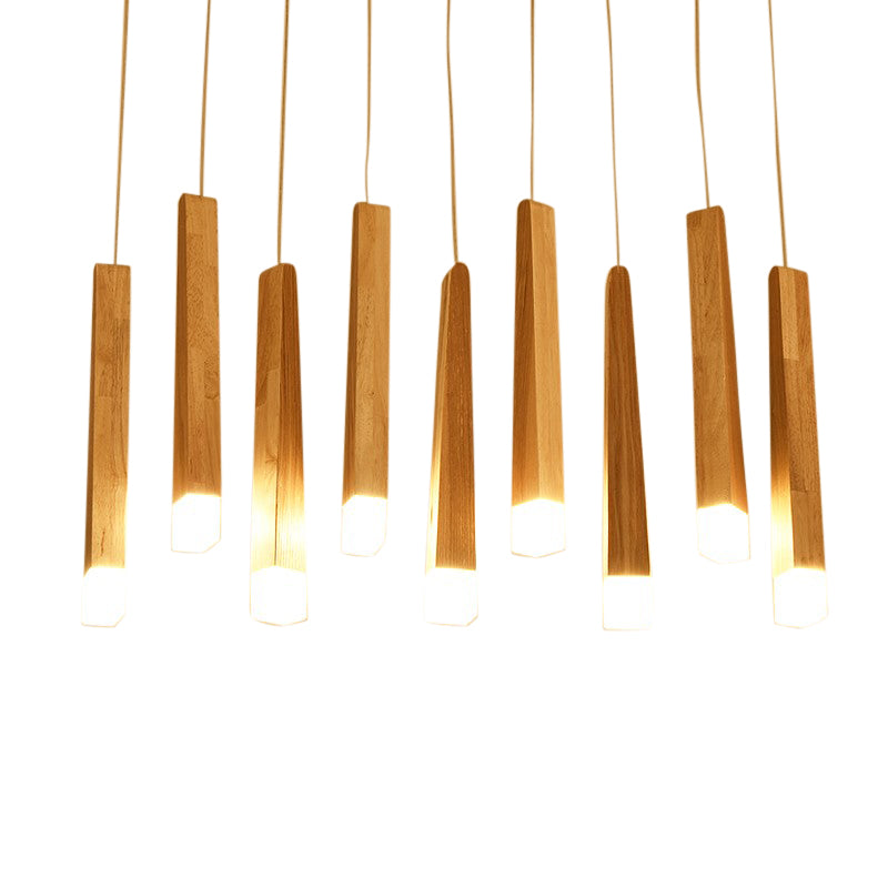 Nordic Wood Strip Pendant Light Postmodern