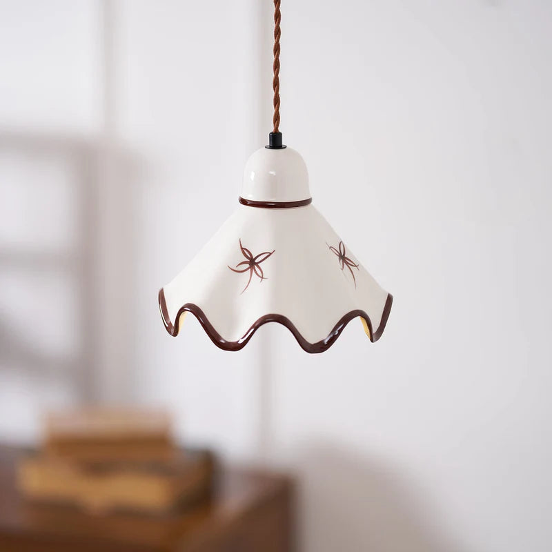 Nordic Brass Ceramic Pendant Bedside Light