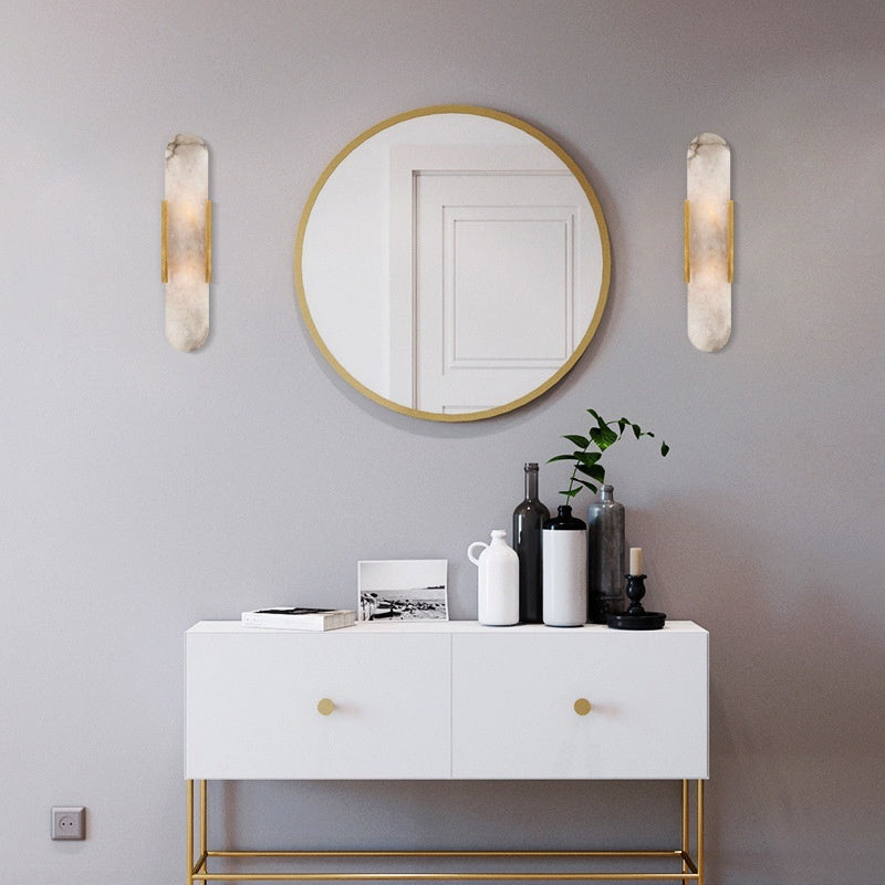 Aplique de pared de mármol natural de lujo ligero para el dormitorio en un estilo moderno