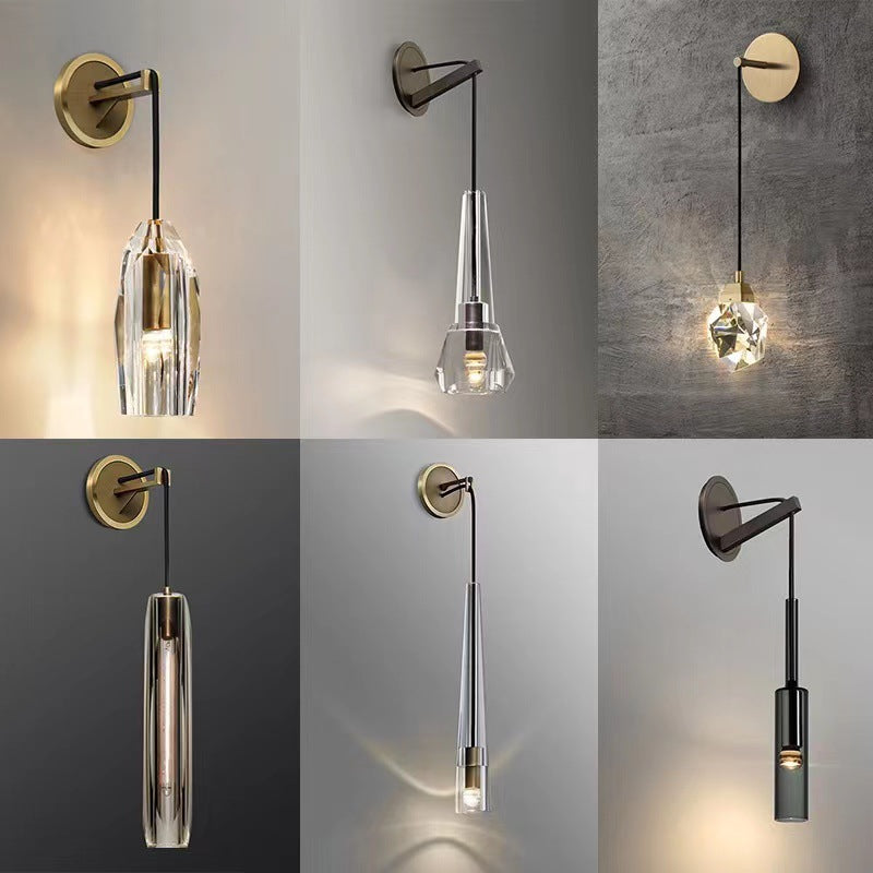 Crystal Copper Wall Pendant Light Modern Aisle
