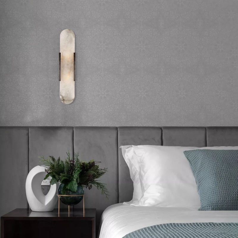 Aplique de pared de mármol natural de lujo ligero para el dormitorio en un estilo moderno