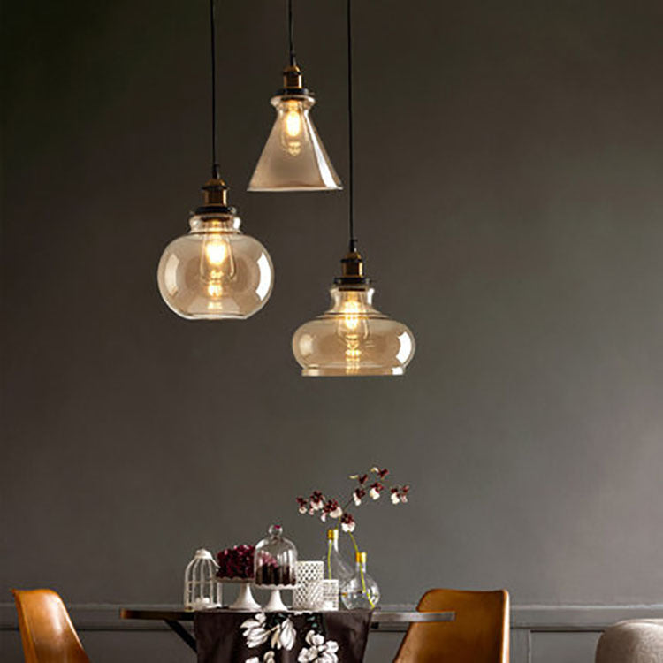 Lámpara de araña nórdica retro minimalista de cristal para comedor