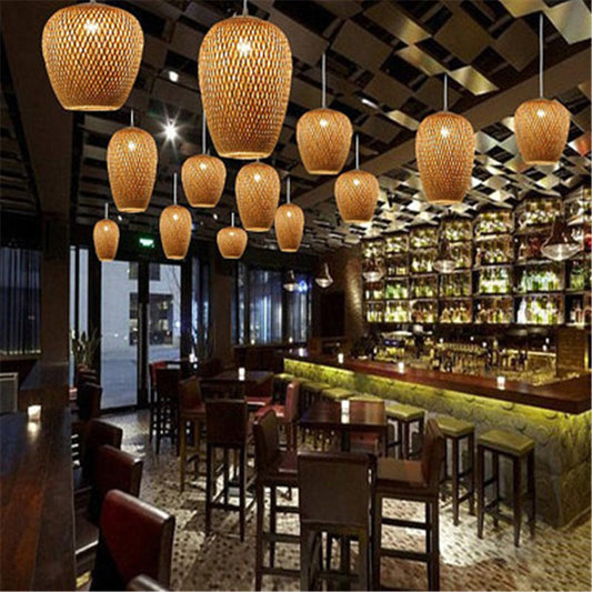 Bamboo Three Head Pendant Light for Dining