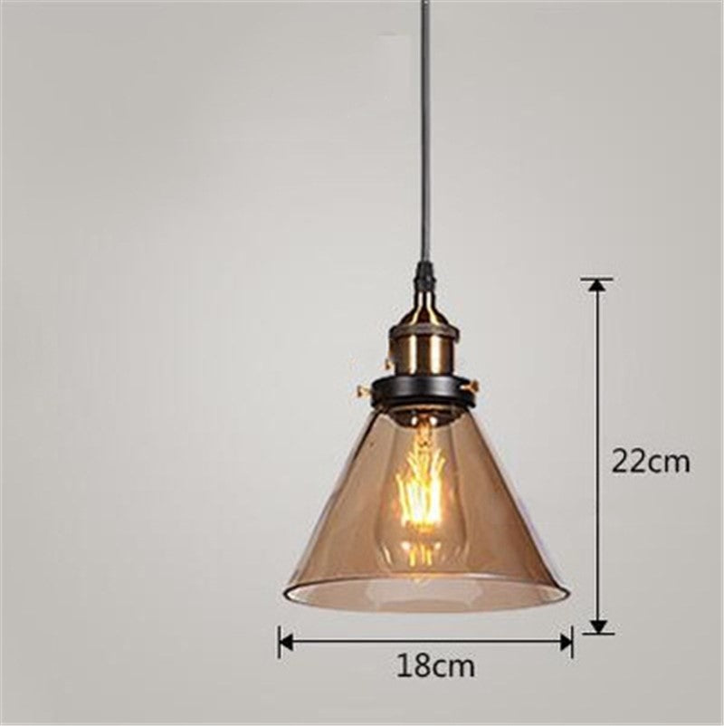 Lámpara Colgante de Cristal Estilo Nórdico Industrial para Dormitorio