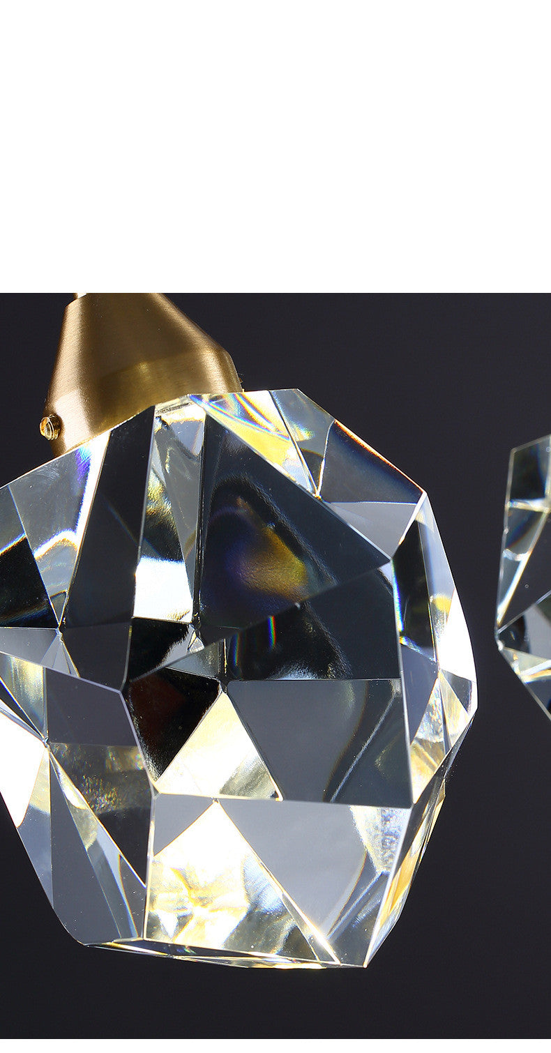 Copper Crystal 3-Head Modern Pendant Light