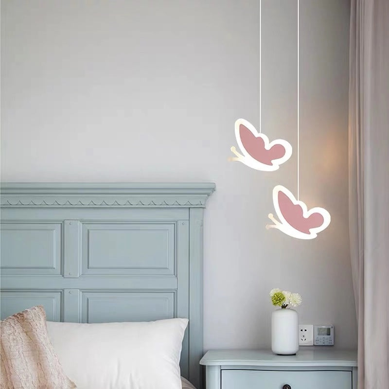 Lámpara de techo con forma de corazón, mariposa y flor, creativa para habitación infantil, lámparas de dormitorio