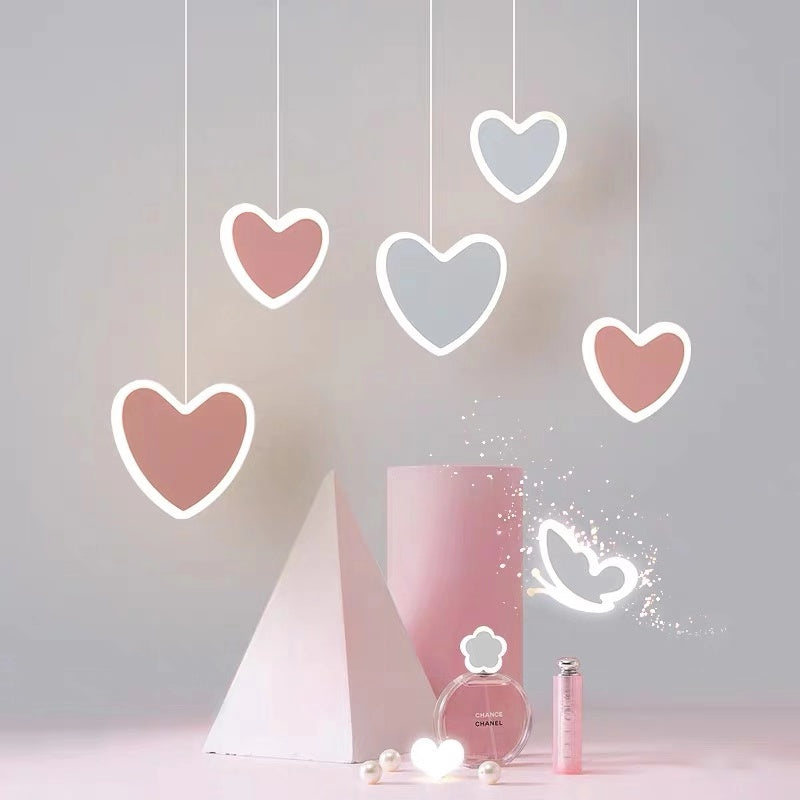 Lámpara de techo con forma de corazón, mariposa y flor, creativa para habitación infantil, lámparas de dormitorio