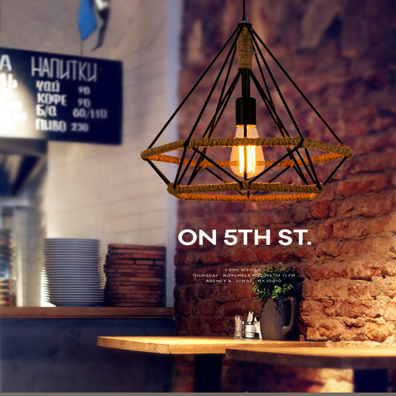 Rustic Iron Twine Pendant Light Industrial Retro