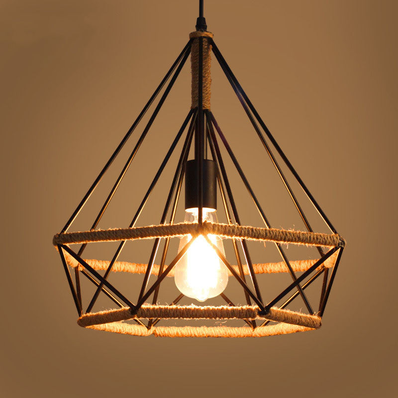 Rustic Iron Twine Pendant Light Industrial Retro