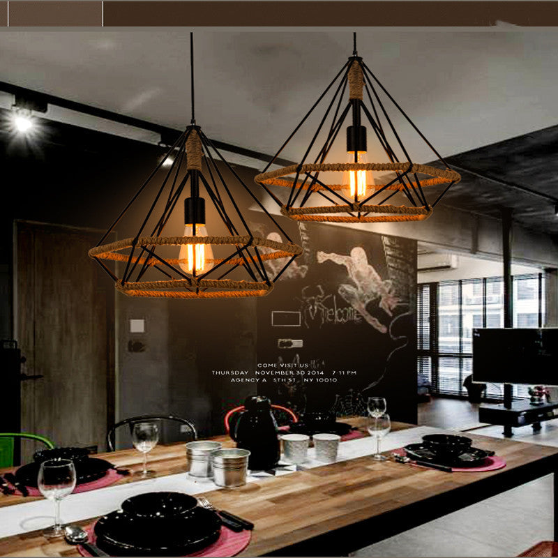 Rustic Iron Twine Pendant Light Industrial Retro