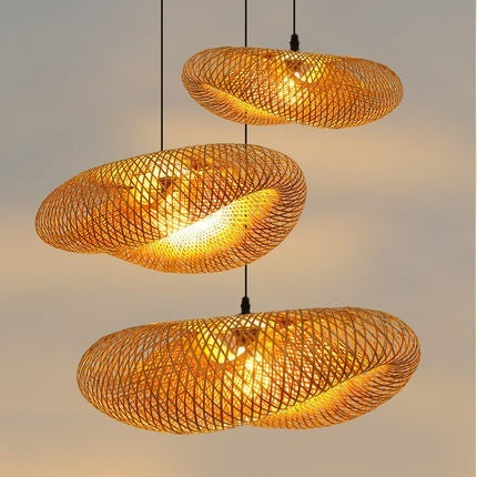 Modern Woven Pendant Light with Crystal Accents