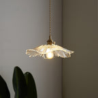 Japanese Glass Pendant Ceiling Light with Copper Accents