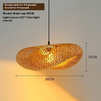 Modern Woven Pendant Light with Crystal Accents