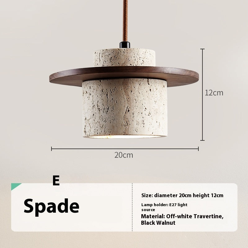 Retro Stone Pendant Light - Warm Wood Finish