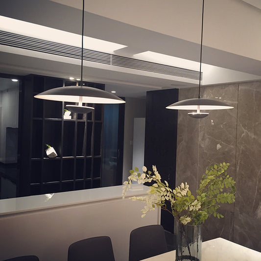 Nordic UFO Pendant Light - Wood/Black Design