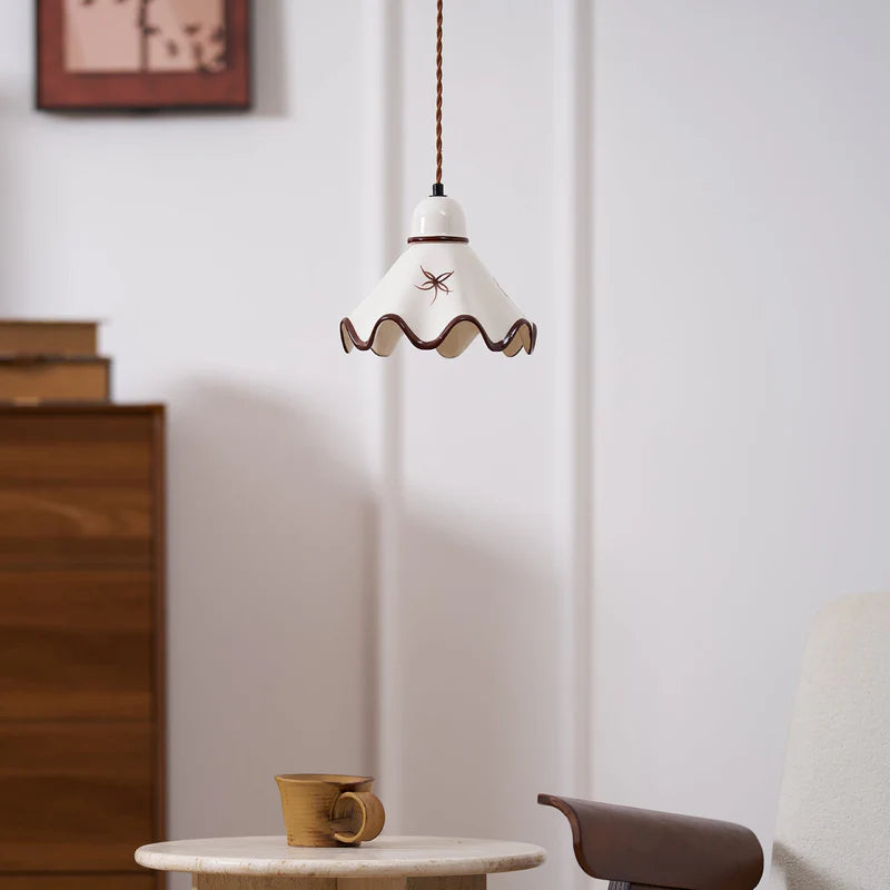 Nordic Brass Ceramic Pendant Bedside Light