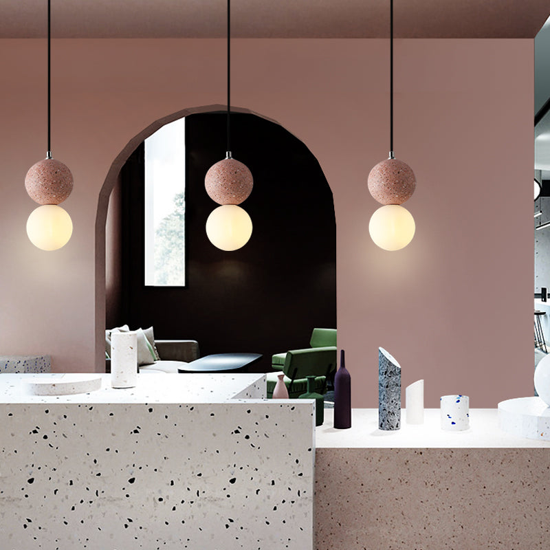Nordic Terrazzo Pendant Light with Glass Shade